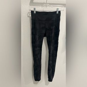 Lululemon Fast and Free High-Rise Leggings (Black Camo) 25” inseam